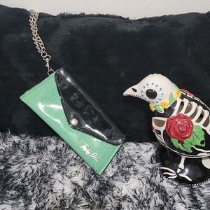 Trophy Queen clutch mint green sparkle vinyl